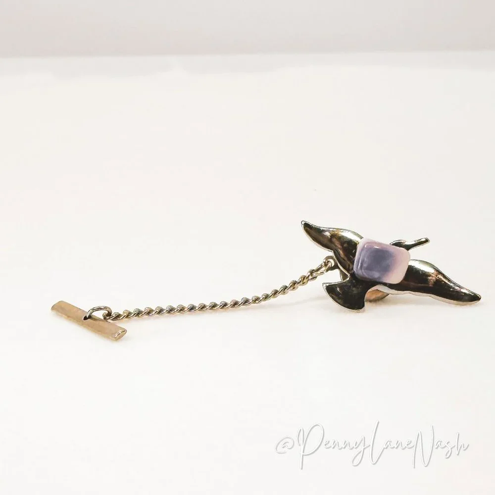 Vintage Bird w/ Blue Stone Tie Tack Chain